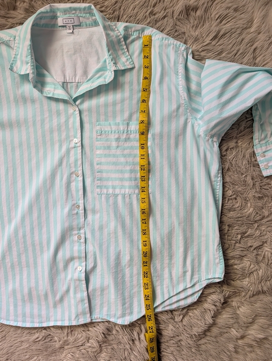 EUC AYR The Deep End Button Down Shirt in Teal Wasabi - Picture 11 of 16
